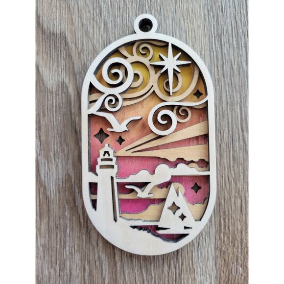 Lighthouse Christmas Ornament Blue Varient - Picture 2 of 5